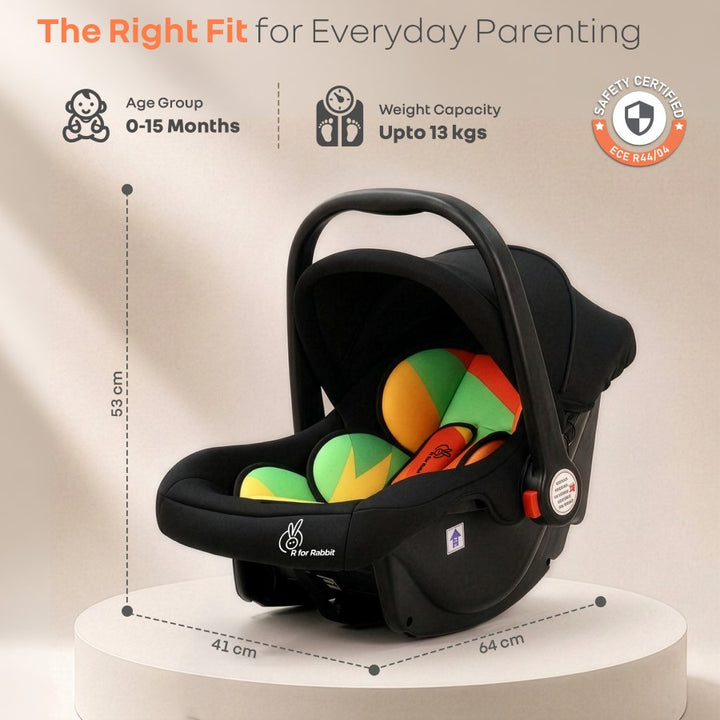Picaboo 4 In 1 Multipurpose Baby Carry Cot Cum Car Seat With Safety Belt - Colorful