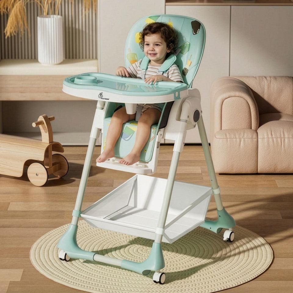 Marshmallow High Chair - 7 Level Height Adjustment, 3 Recline Modes, Adjustable & Removable Double Meal Tray, 6 months-5 years - Candy Blue