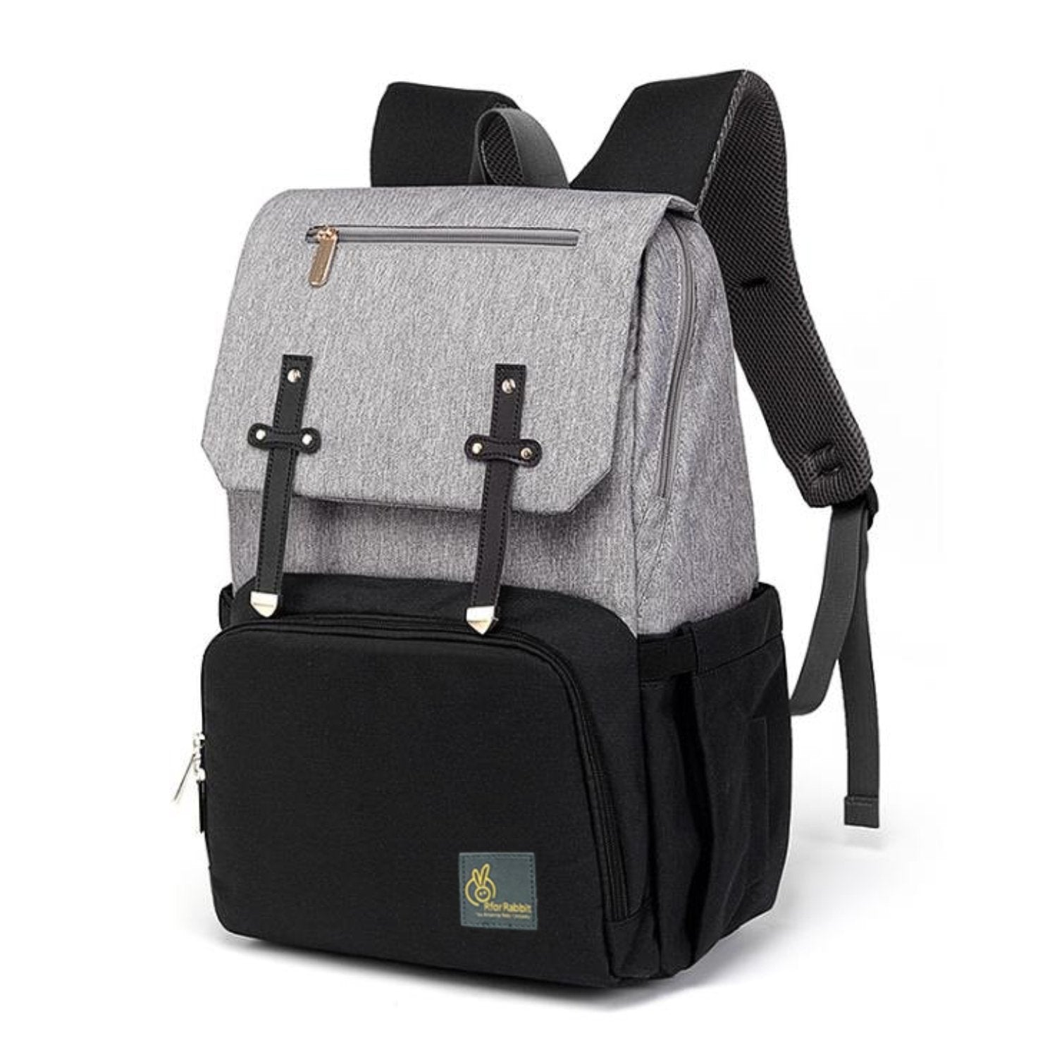 Caramello Smart Diaper Bags For Mother With Personalized Name Tag - Grey Black