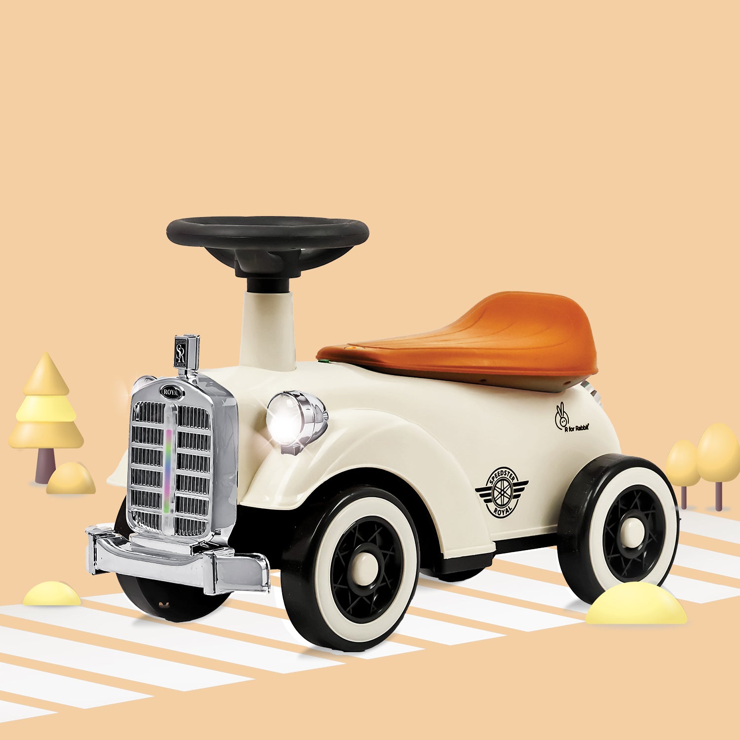 Speedster Royal Ride On Car for Kids - Cream Brown