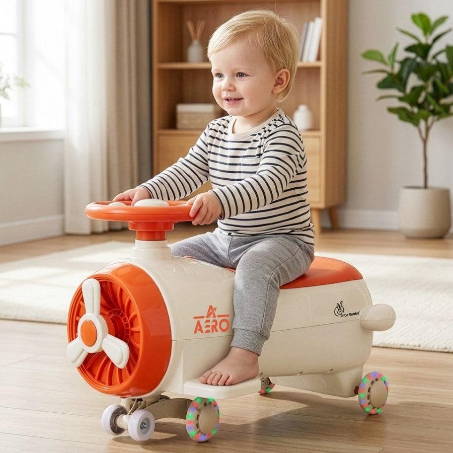 Iya Iya Aero Swing Car for kids 2 in 1 Ride On With ABEC 7 Bearing - Cream Orange