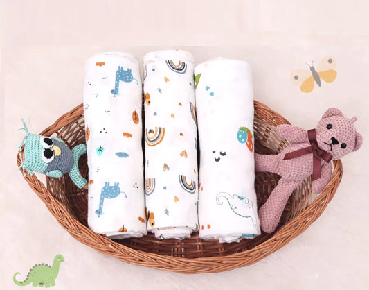 Cuddlez 100% Muslin Baby Swaddle for Newborns (Pack of 3)