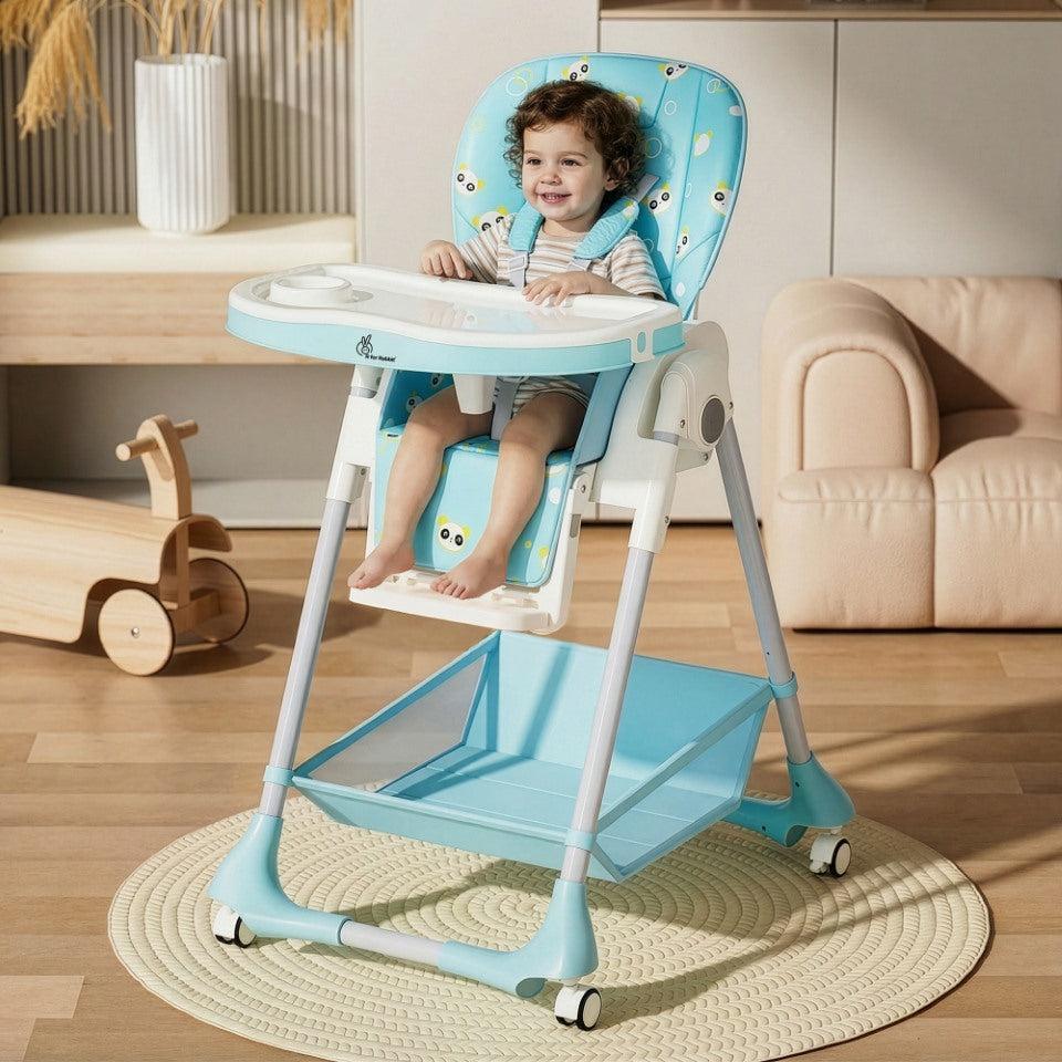 Marshmallow High Chair - 7 Level Height Adjustment, 3 Recline Modes, Adjustable & Removable Double Meal Tray, 6 months-5 years - Green