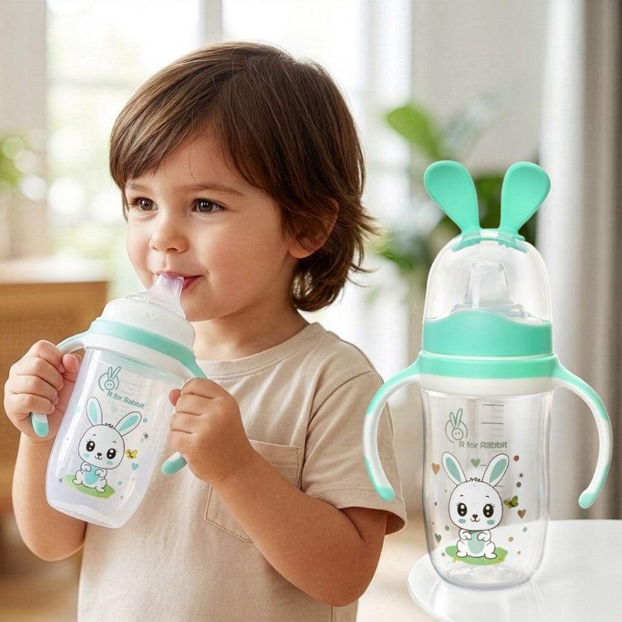 Bunny Baby Spout Sippy Cup 240ML With Soft Silicon Spout for Baby 6 Months+ - Green