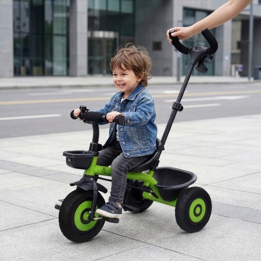 Tiny Toes T20 Plus Tricycle - 2 in 1, Rubber Wheels, Adjustable Parental Control, Cup Holder - Green