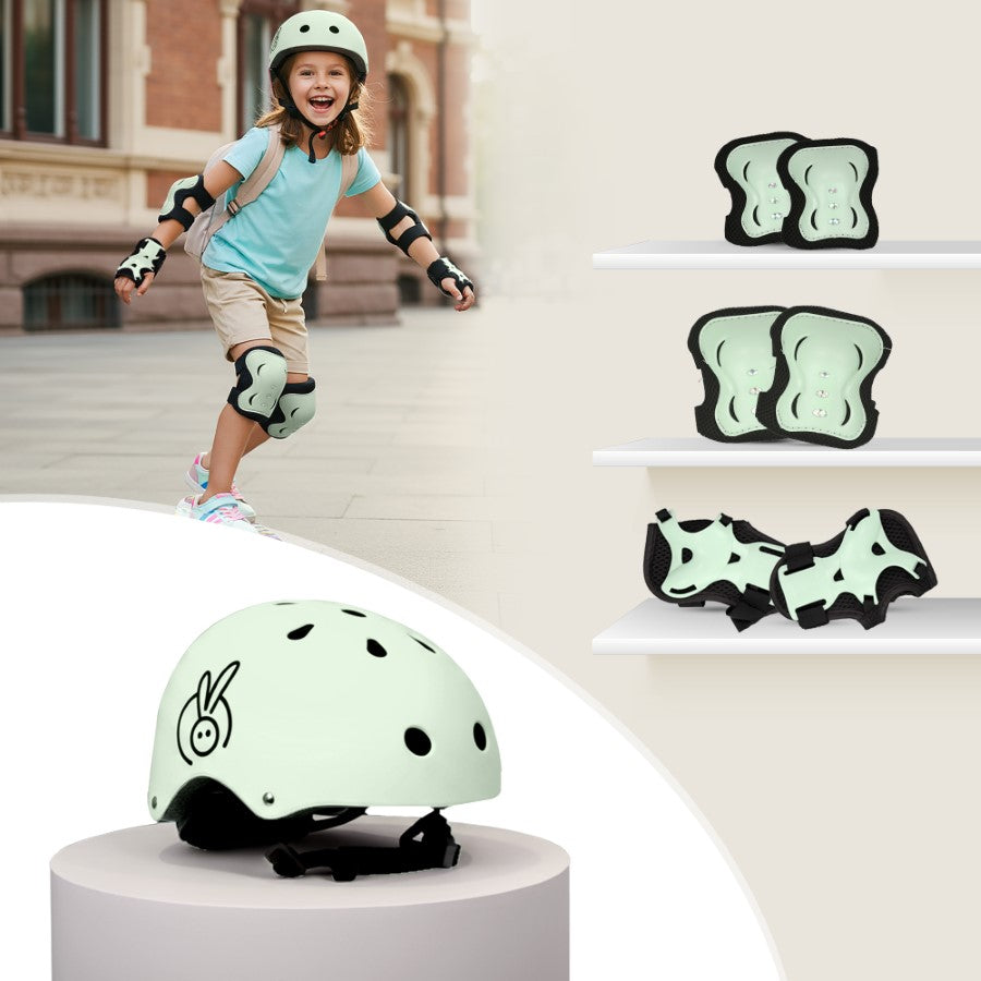 Safe Play Set Kids Helmet, Premium Kids Sports Safety Kit with Helmet & Protective Pads - Green