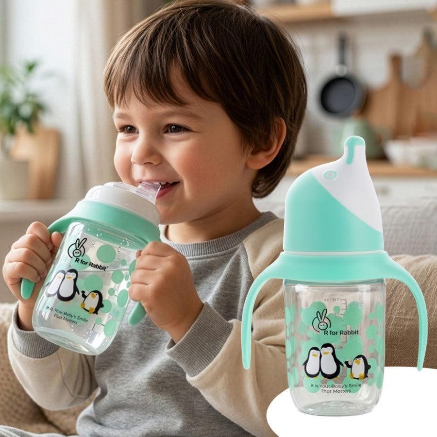 Penguin Spout Cup Sipper Bottle for Babies 180ml - Green