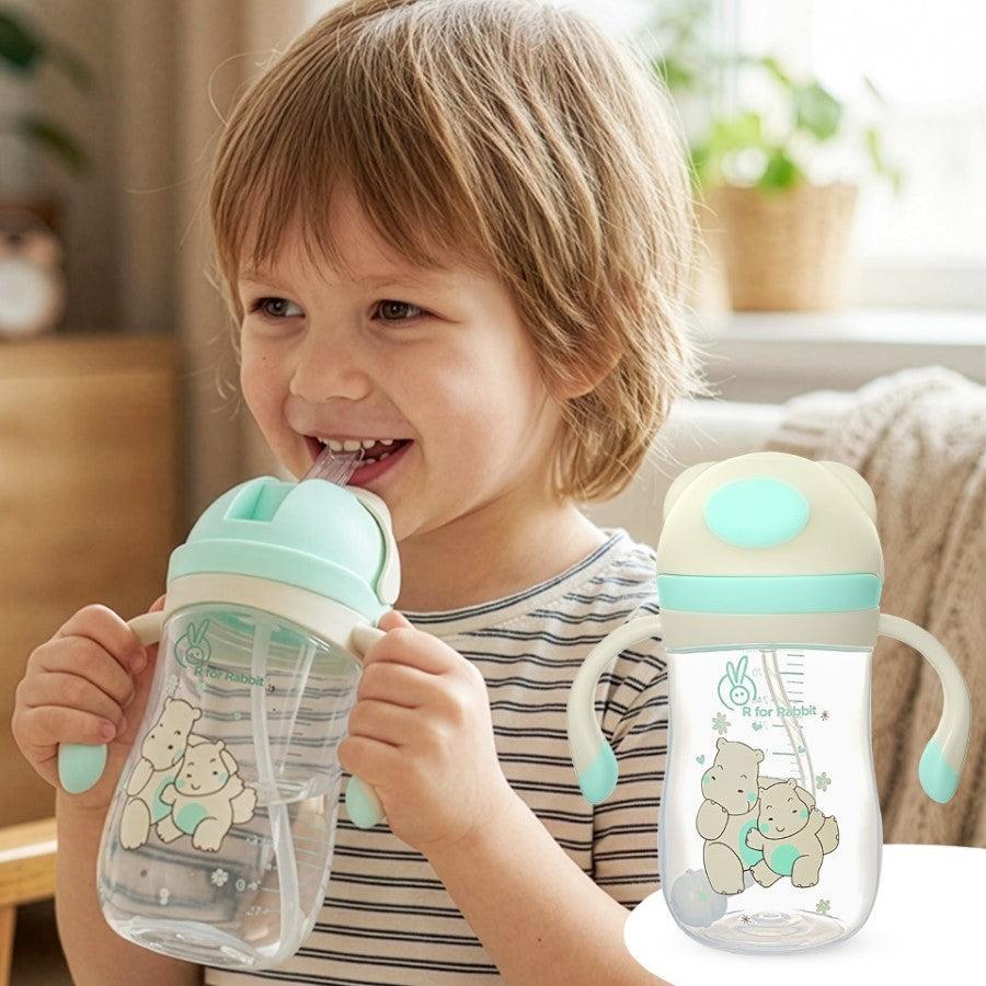 Hippo Straw Sipper Bottle For Babies 300ml - Green