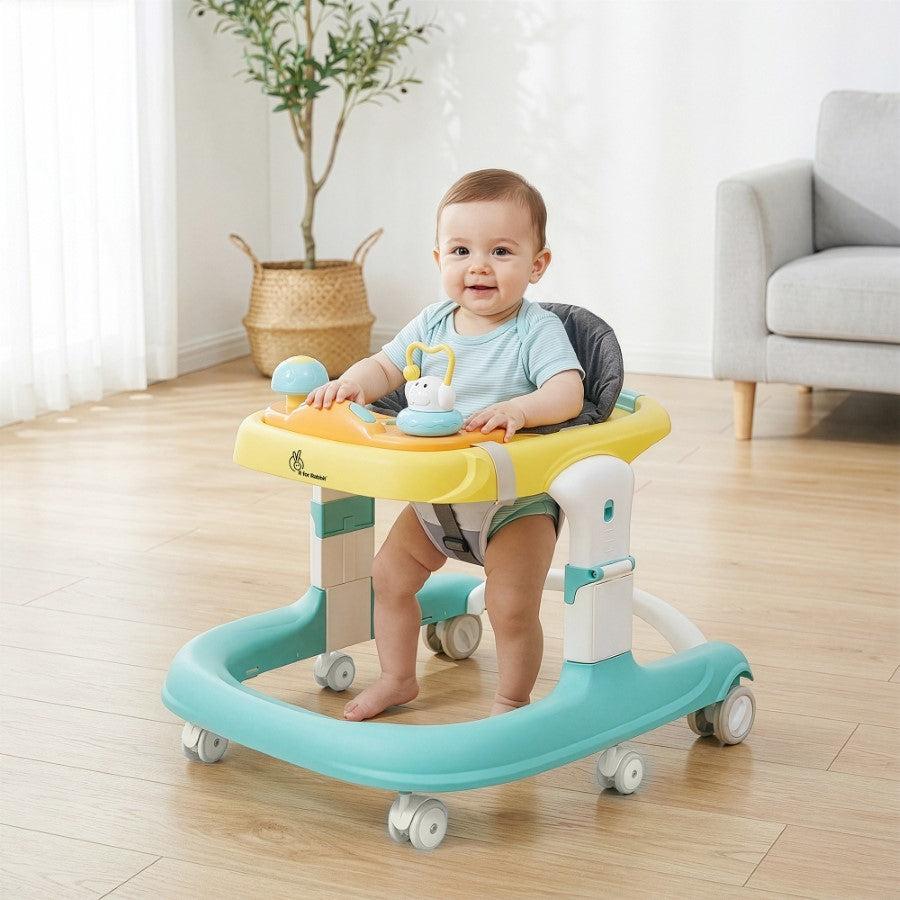 Little Feet Sportz Baby Walker 2-in-1 Walker Turn Push Walker - Green Yellow