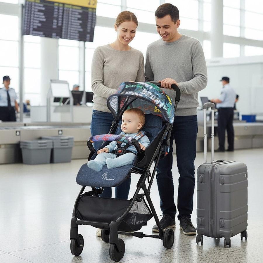 Pocket Stroller Lite One Hand Fold, Multi Recline, Light Weight, Travel Friendly, Adjustable Canopy, Steel Frame, Link Brake, 0-3 Years - Grey