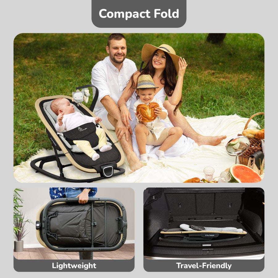 Lightweight Baby Rocker & Sleeper R for Rabbit Rock N Nap Bliss
