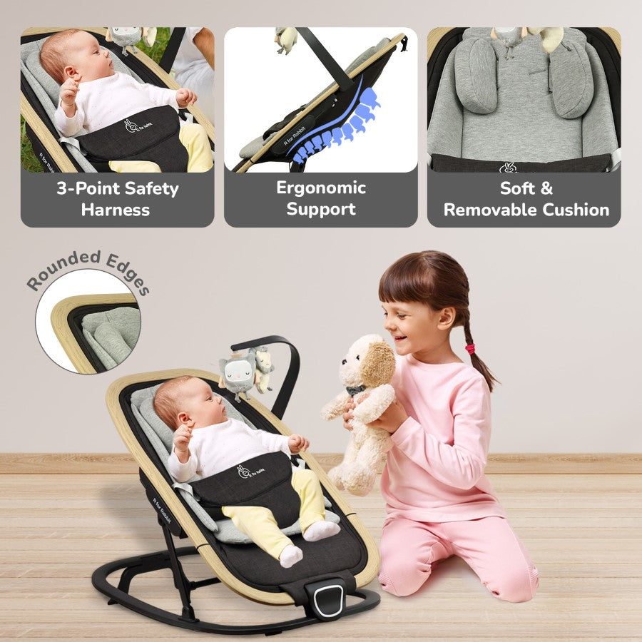Lightweight Baby Rocker & Sleeper R for Rabbit Rock N Nap Bliss