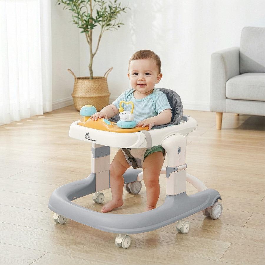 Little Feet Sportz Baby Walker 2-in-1 Walker Turn Push Walker - Grey White