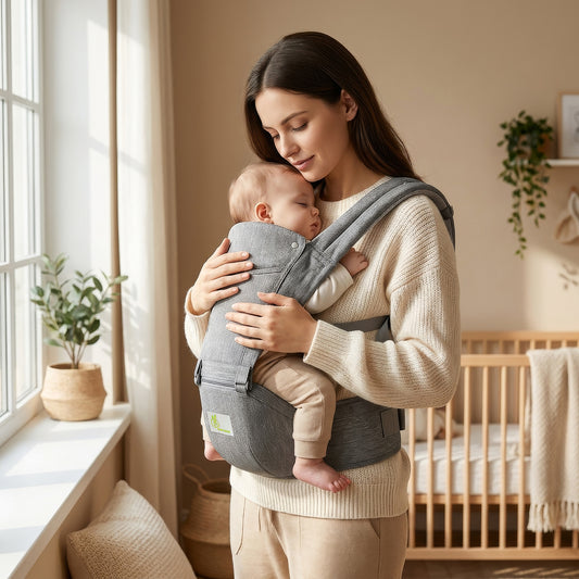 Upsy Daisy Cool Baby Carrier - Multi-Positional Versatility, Detachable cap, Breathable Fabric - Grey