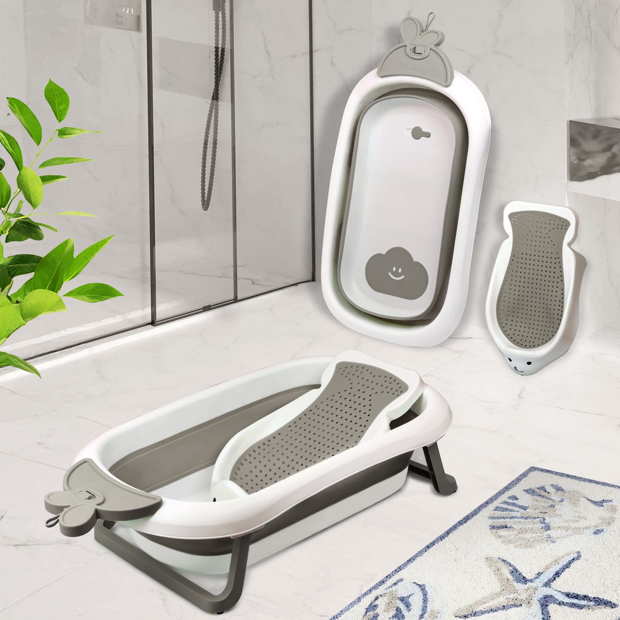 Bubble Double Bunny by R for Rabbit 3-in-1 Baby Bath Tub & Bather - Grey