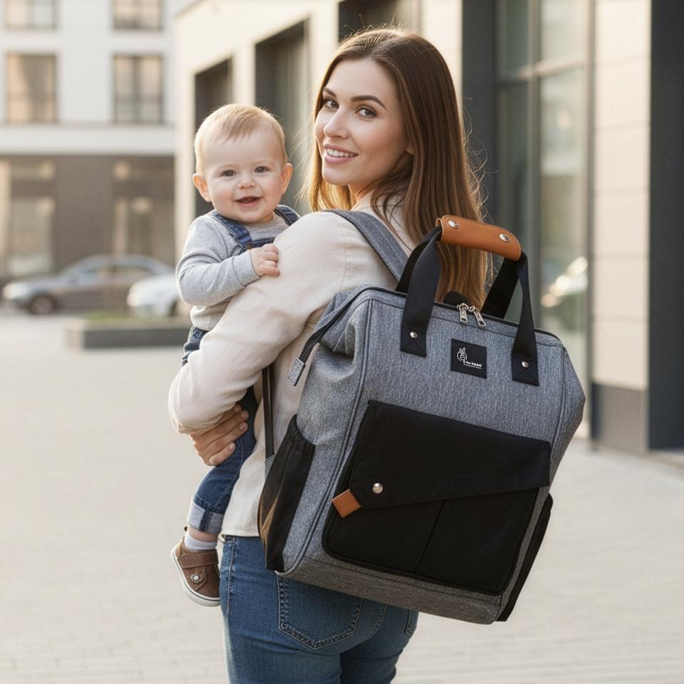 Caramello Delight Smart Diaper Backpack Bag - Grey Black