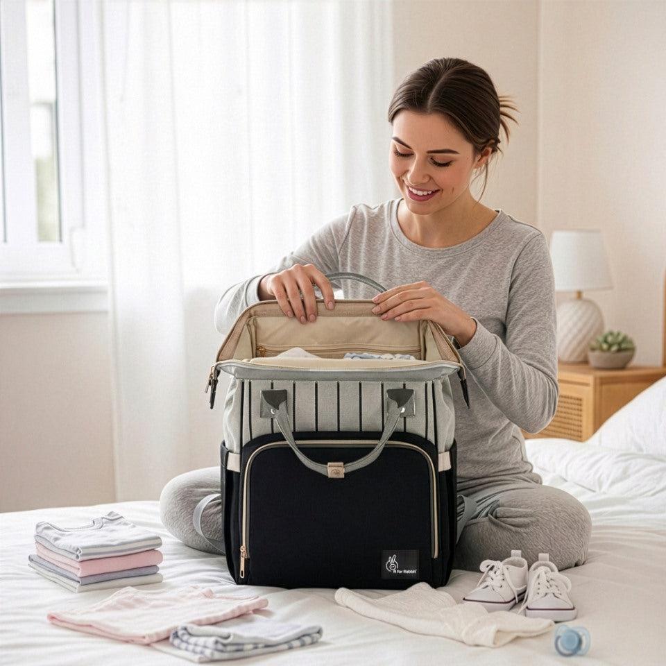 Caramello Diaper Bag Smart and Fashionable Diaper Bag For Moms - Grey Stripes