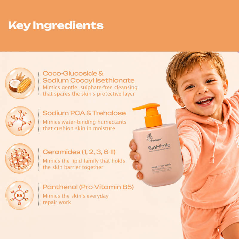BioMimic Head to Toe Wash - Gentle Baby Body Wash for Hair and Skin 200ml