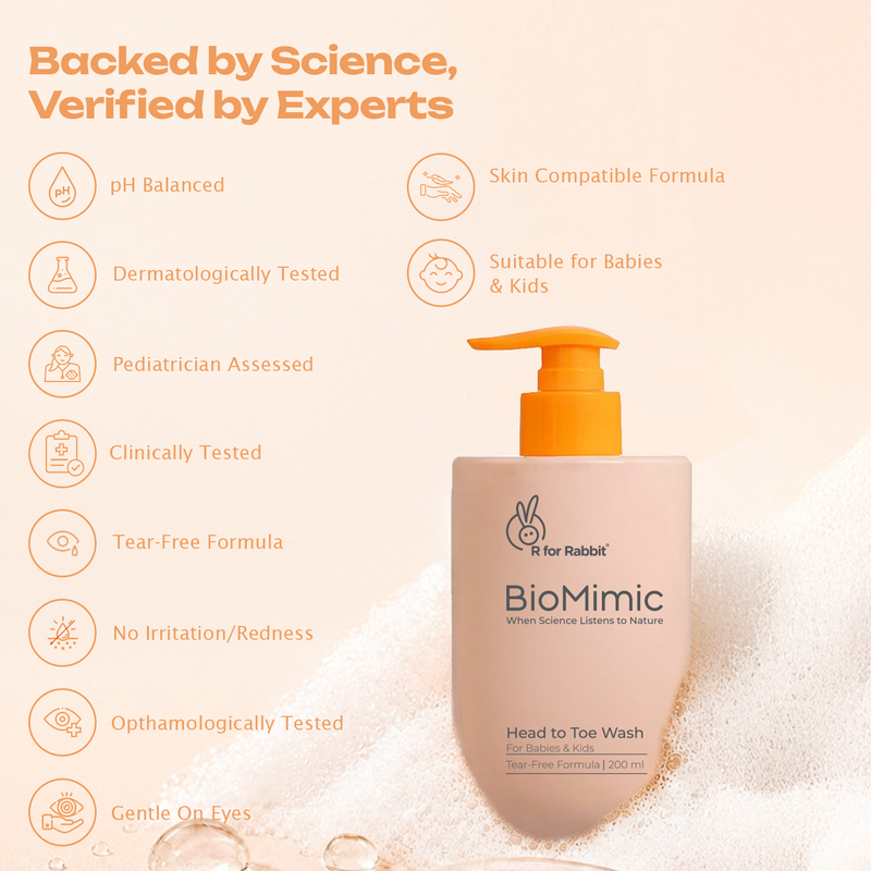 BioMimic Head to Toe Wash - Gentle Baby Body Wash for Hair and Skin 200ml