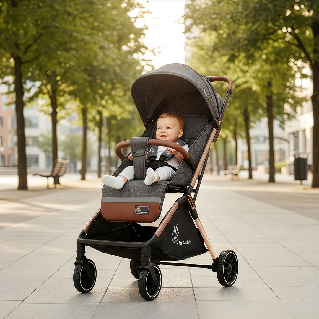 Street Smart Auto Fold Stroller for Kids With Personalized Name Plate - Ash Grey