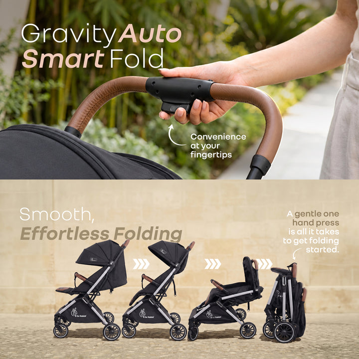 Street Smart Auto Fold Stroller for Kids With Personalized Name Plate - Pure Black