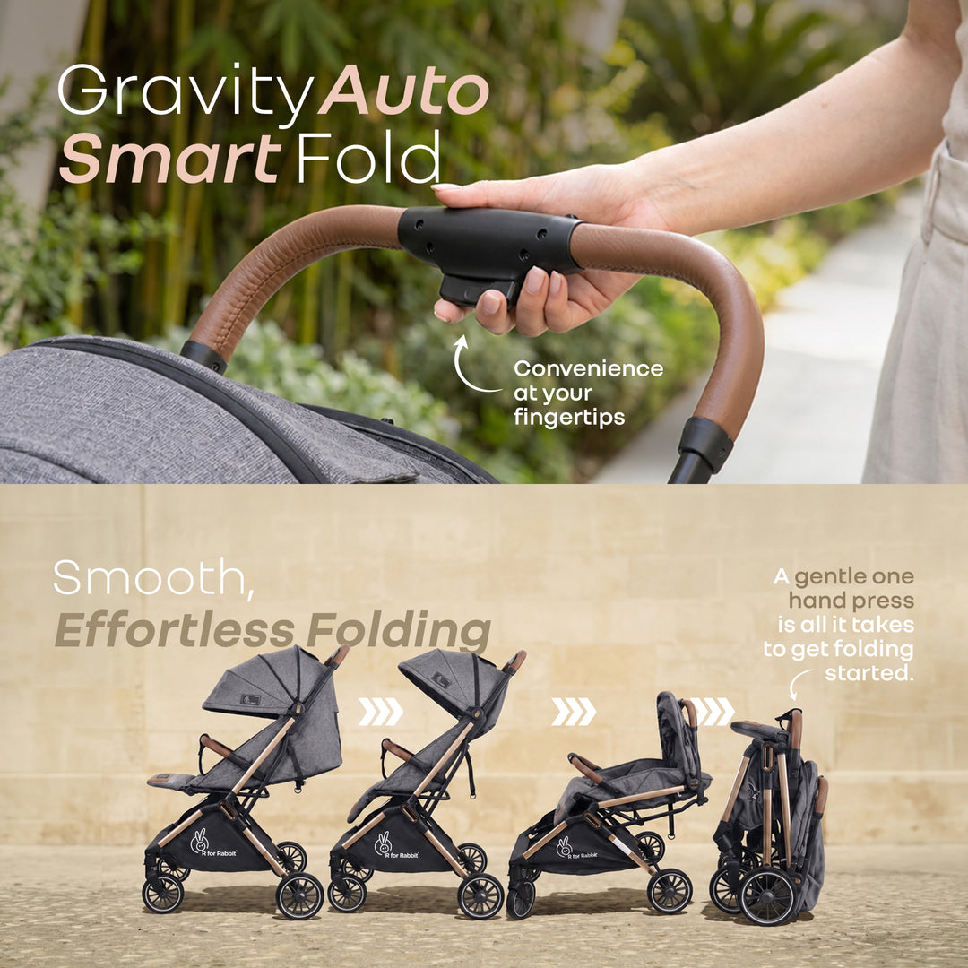 Street Smart Auto Fold Stroller for Kids With Personalized Name Plate - Ash Grey