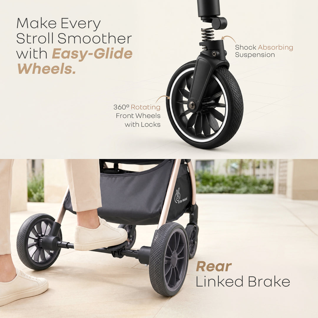 Street Smart Auto Fold Stroller for Kids With Personalized Name Plate - Ash Grey