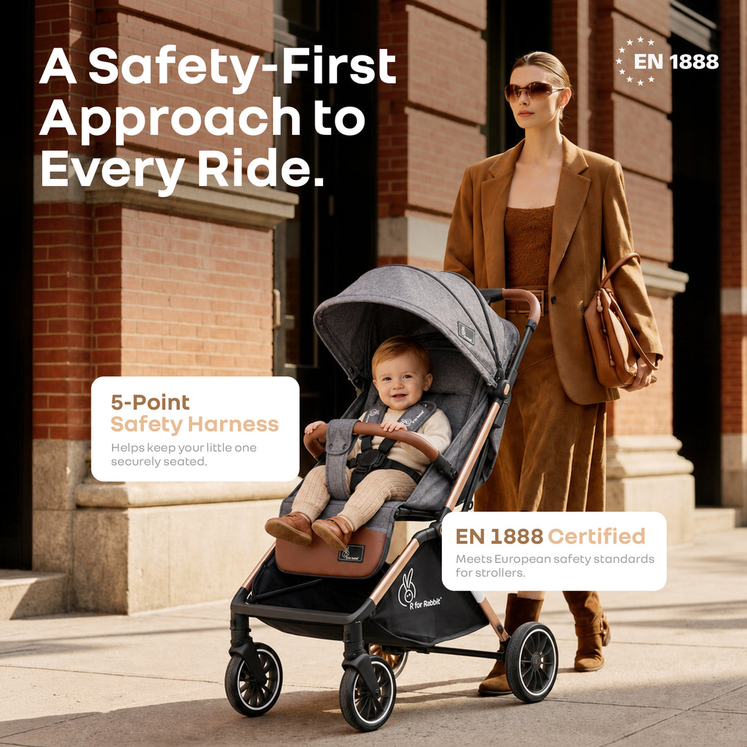 Street Smart Auto Fold Stroller for Kids With Personalized Name Plate - Ash Grey