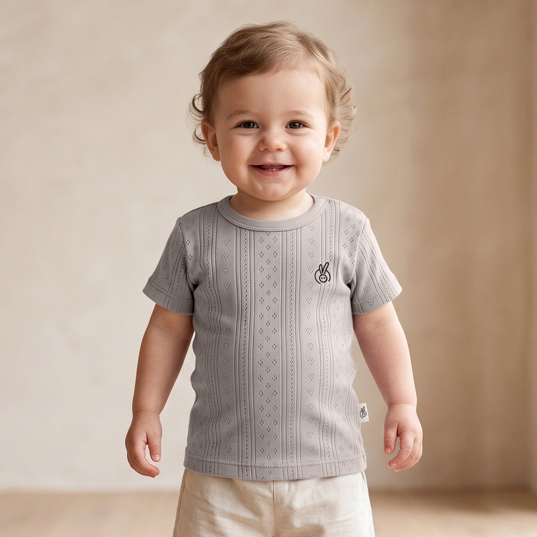 Mushmellow Light Grey Pointelle T-Shirt