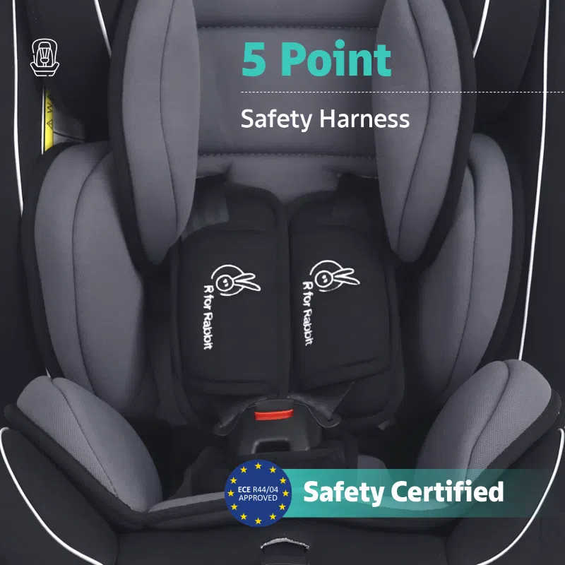 Jack N Jill Grand ISOFIX Car Seat for kids 0-12 Years Safety Certified, 5-Point Safety Harness, Removable Seat Cover, Adjustable Head Rest