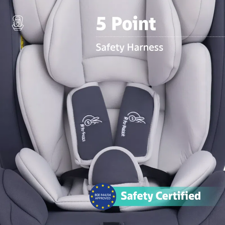 Jack N Jill Grand ISOFIX Car Seat for kids 0-12 Years Safety Certified, 5-Point Safety Harness, Removable Seat Cover, Adjustable Head Rest