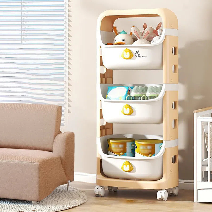 Kiddo Korner Frosty Storage Basket For Kids Lightweight Storage Organizer - Beige White