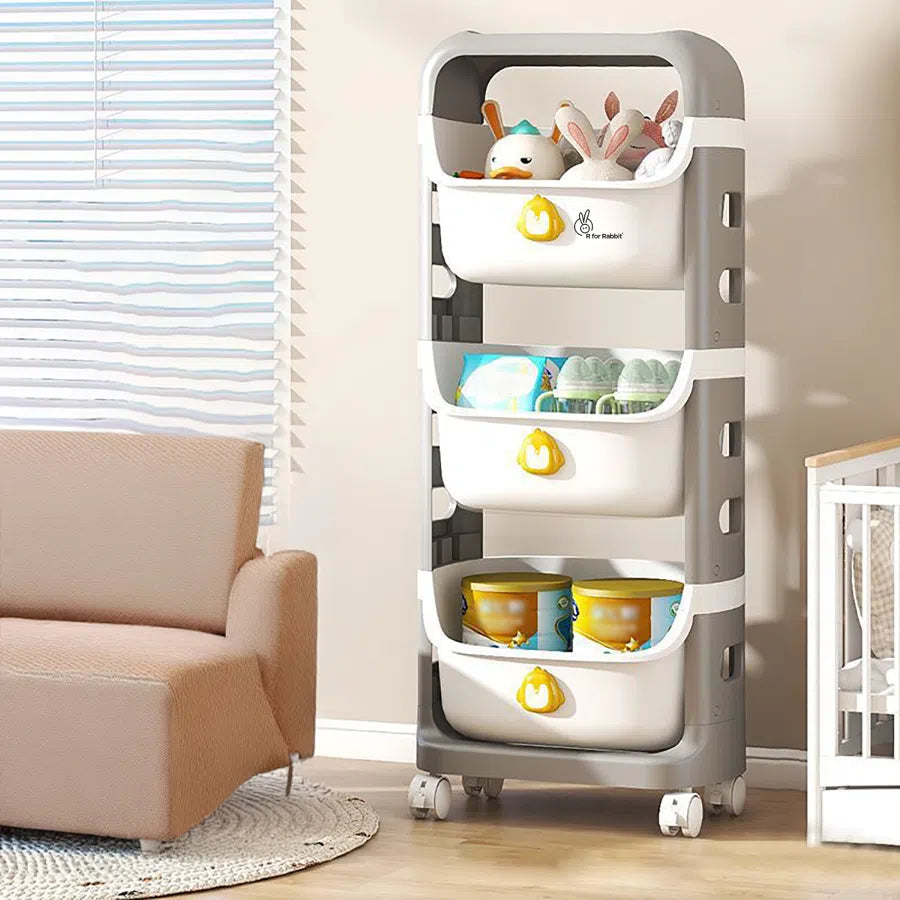 Kiddo Korner Frosty Storage Basket For Kids Lightweight Storage Organizer - Grey White