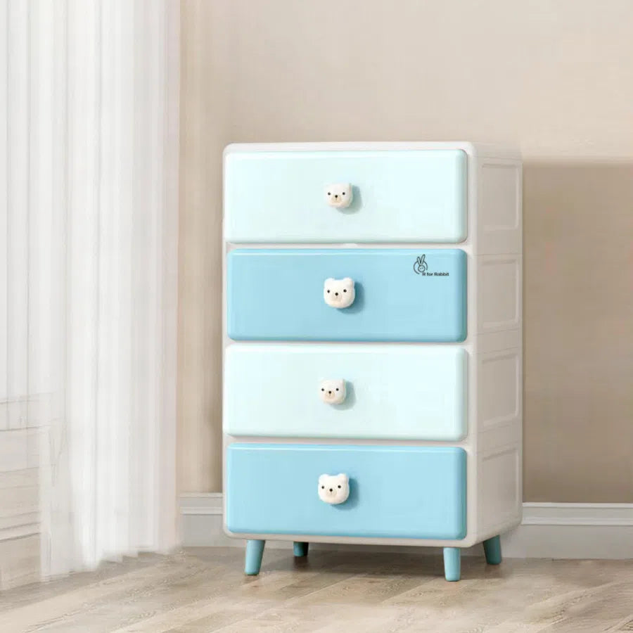 Kiddo Korner Teddy Storage Organizer For Kids With 4 Layers of Spacious Storage - Blue White