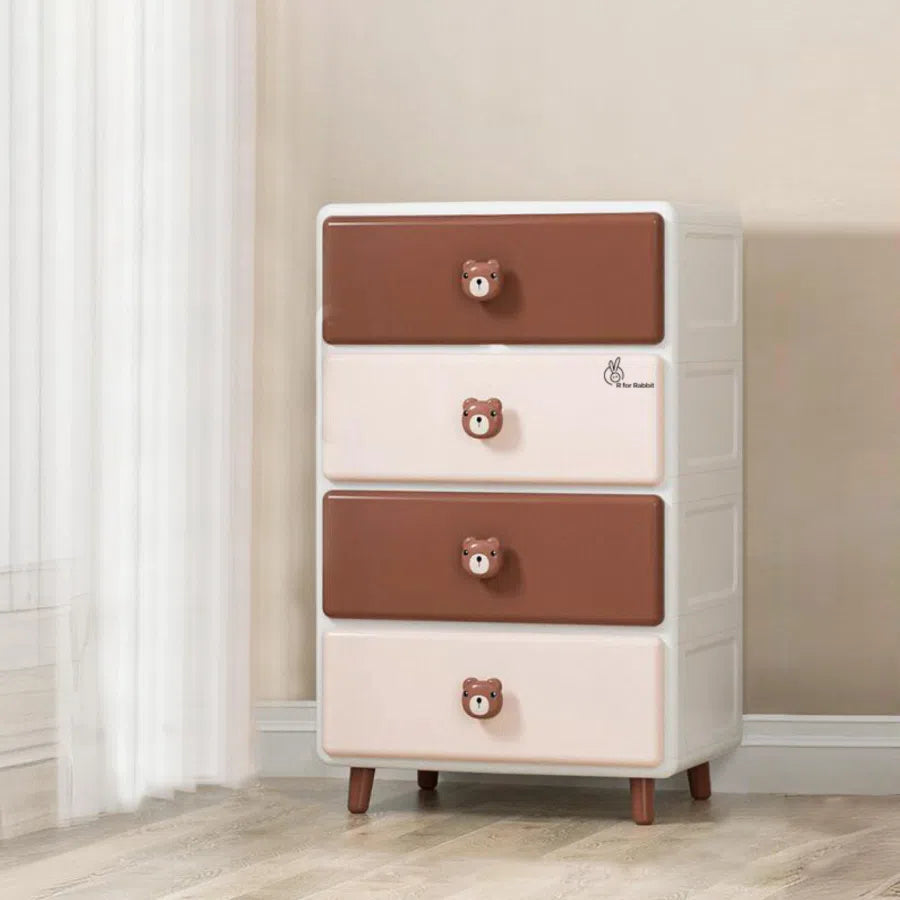 Kiddo Korner Teddy Storage Organizer For Kids With 4 Layers of Spacious Storage - Brown White