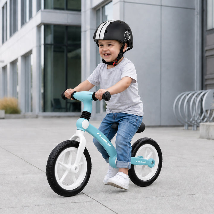 Glider Balance Bike for Kids with Adjustable PU Cushioned Seat, Puncture Proof EVA Wheels & Soft TPE Handles - Lake Blue