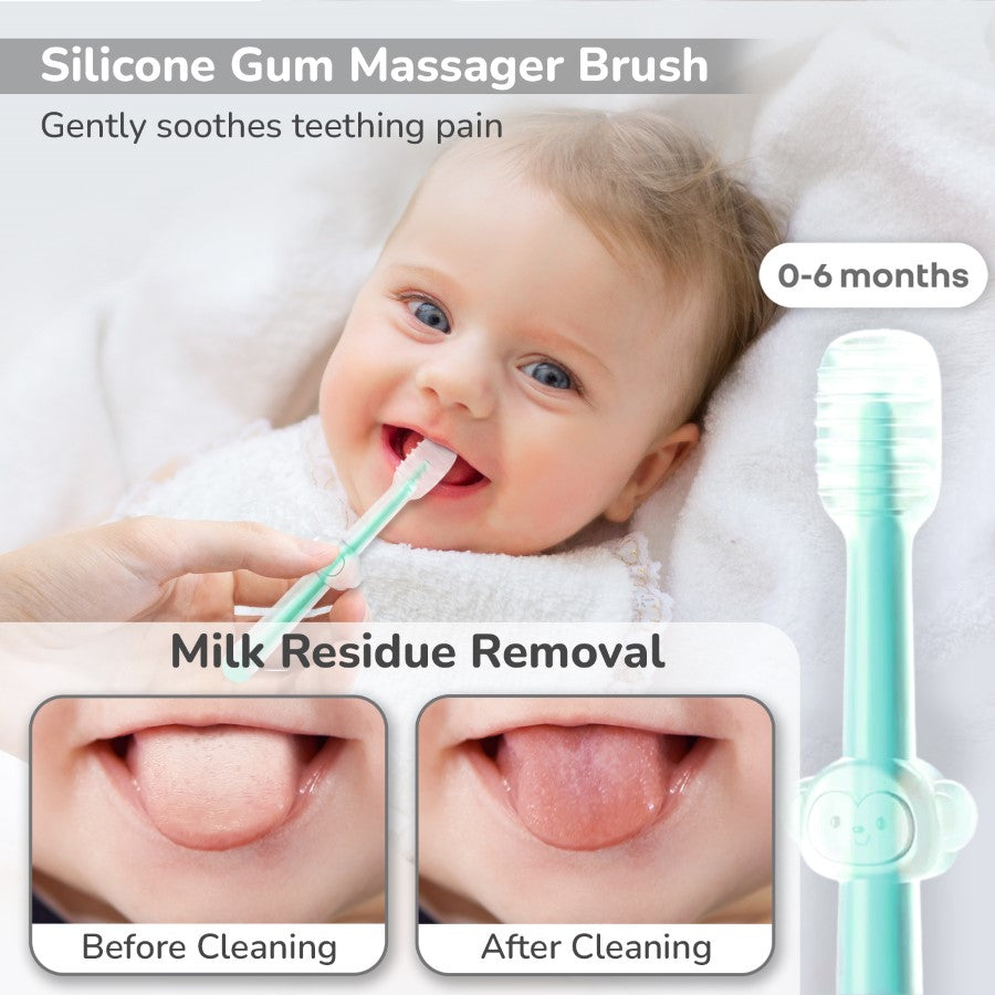 Tiny Smiles Pixie 3-in-1 Baby Toothbrush Set BPA-Free Silicone with Gu