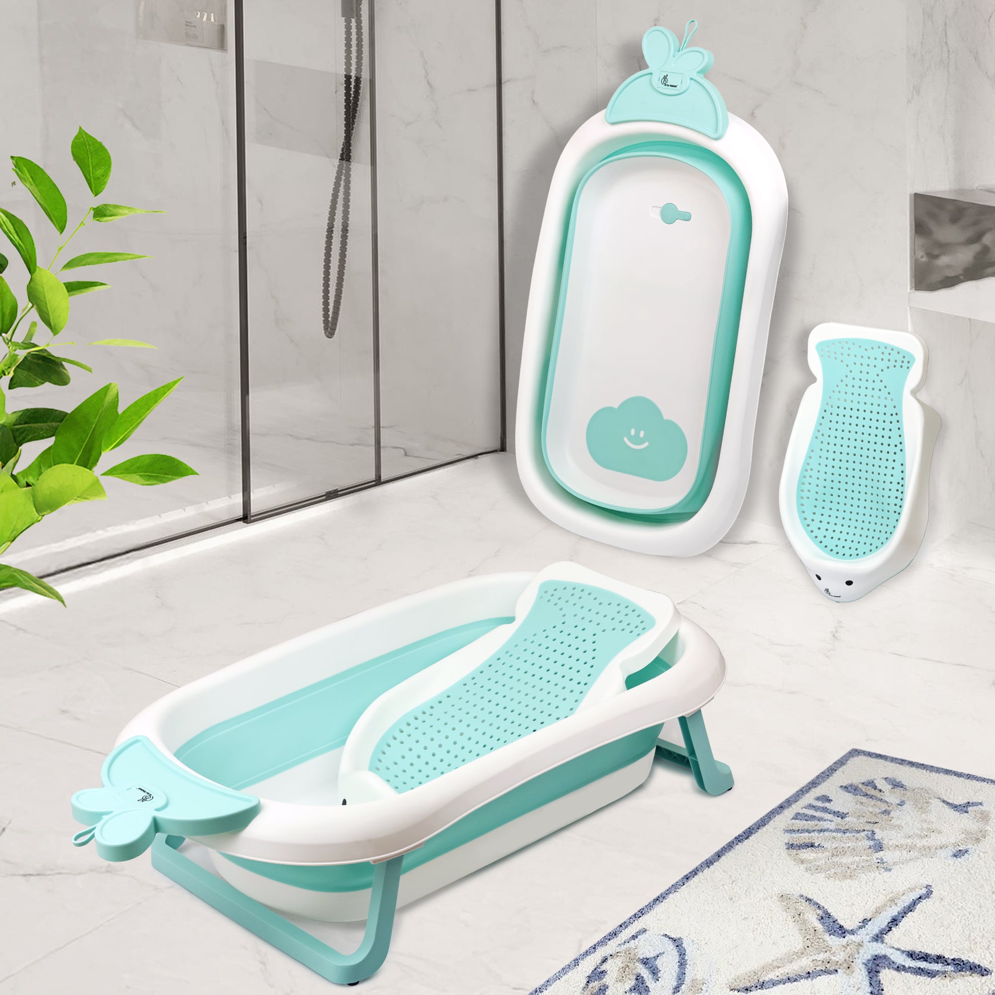 Bubble Double Bunny by R for Rabbit 3-in-1 Baby Bath Tub & Bather - Lake Blue