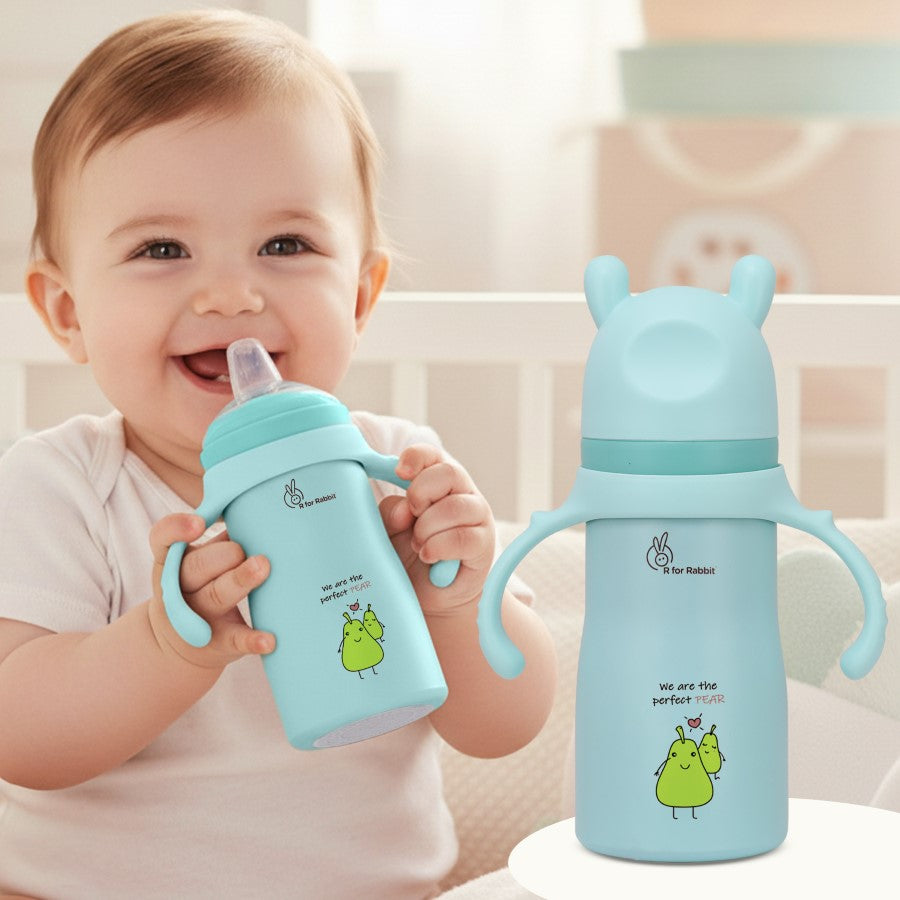 Steebo Fusion Spout Cup Stainless Steel Bottle For Kids, 270ml Leak Proof - Lake Blue
