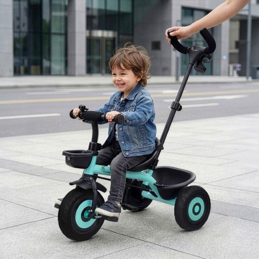 Tiny Toes T20 Plus Tricycle - 2 in 1, Rubber Wheels, Adjustable Parental Control, Cup Holder - Lake Blue