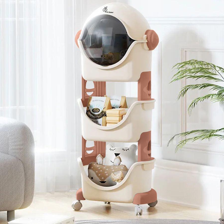 Little Genius Astro Kid's Toys and Stationery Storage Organizer - White Pink