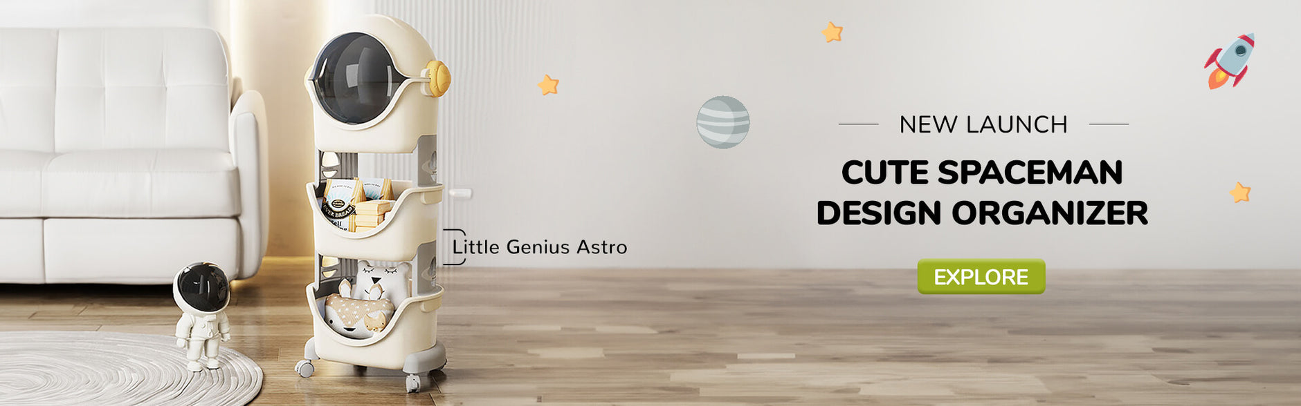 R for Rabbit Little Genius Astro Nursery Organizers and Cupboards White Grey Furniture main image 0