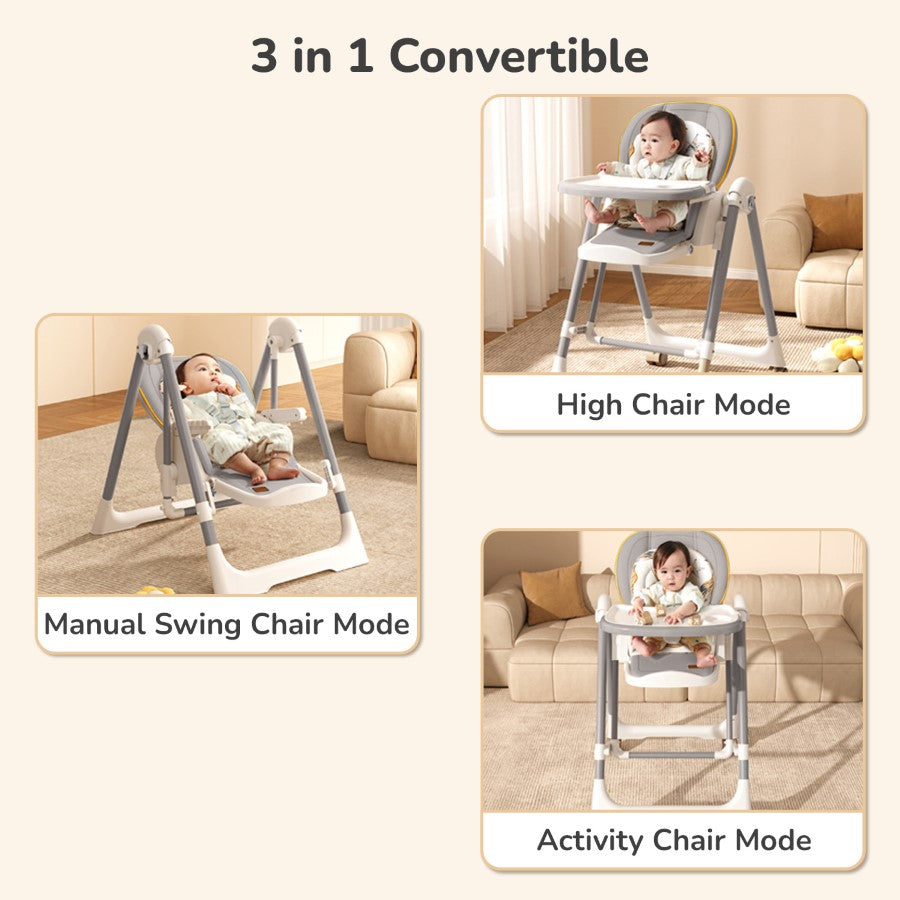 Abstract High Chair Marshmallow Smart Baby High Chair 3-in-1 Multipurpose High Chair with Swing