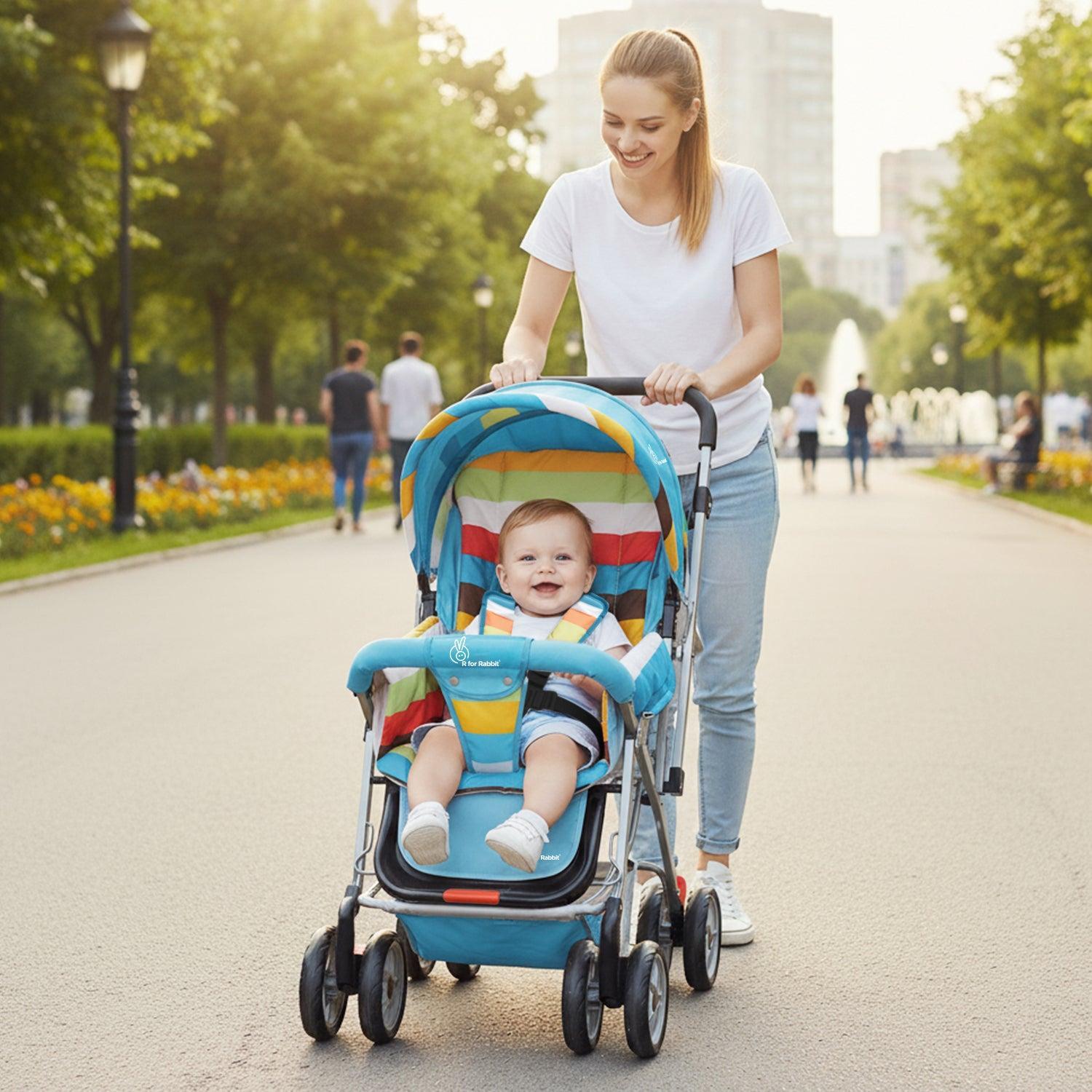 Lollipop Lite Stroller Travel Friendly, Easy To Fold, Reversible Handle, Wheel Lock, Adjustable Leg Rest - Multicolor