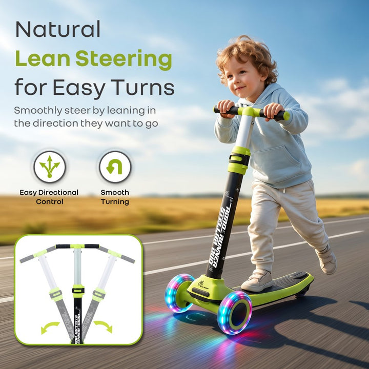 Road Runner Stellar Duo 2 in 1 Kick Scooter with Detachable Seat - Sit & Stand Scooter for Toddlers - Adjustable Height - LED PU Wheels - ABEC 7 Bearings - BIS Certified - Age 3+ Years - Neon Black