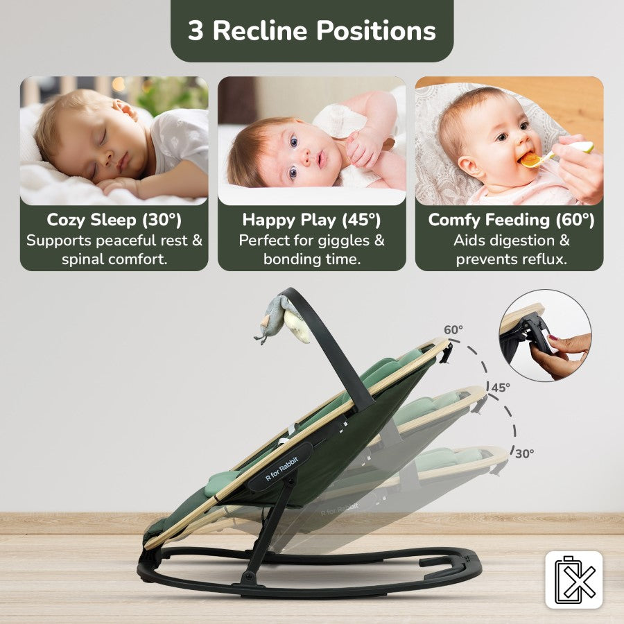 Lightweight Baby Rocker & Sleeper R for Rabbit Rock N Nap Bliss