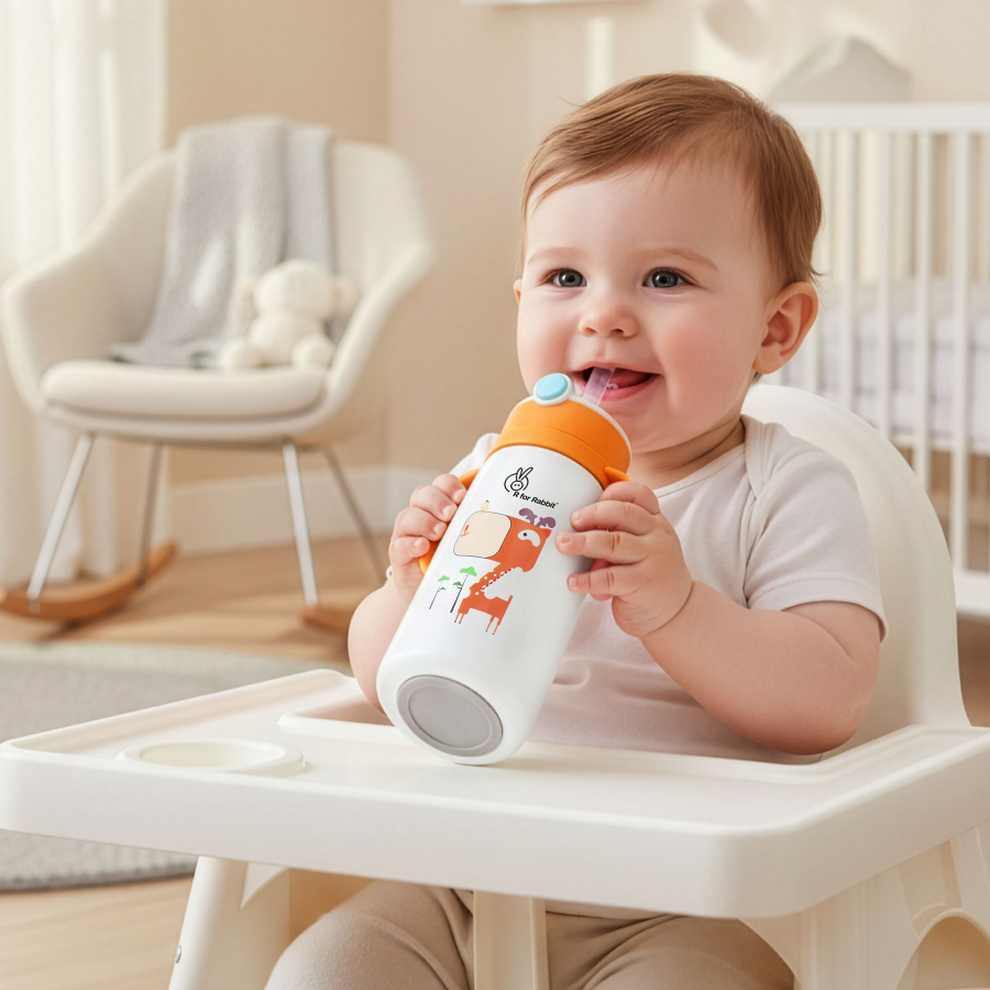 Steebo Safari Stainless Steel Sipper Bottle for Kids 500ml - Orange Giffy