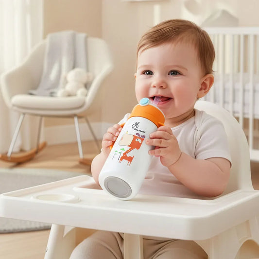 Steebo Safari Stainless Steel Sipper Bottle for Kids 500ml - Orange Giffy