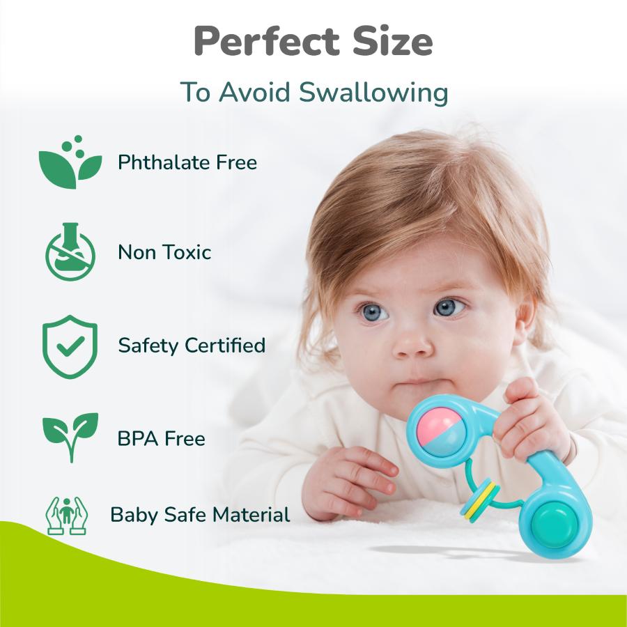 Pack of 6 Baby Rattle Set Jingle Joy (Multi) BPA-Free - R for Rabbit