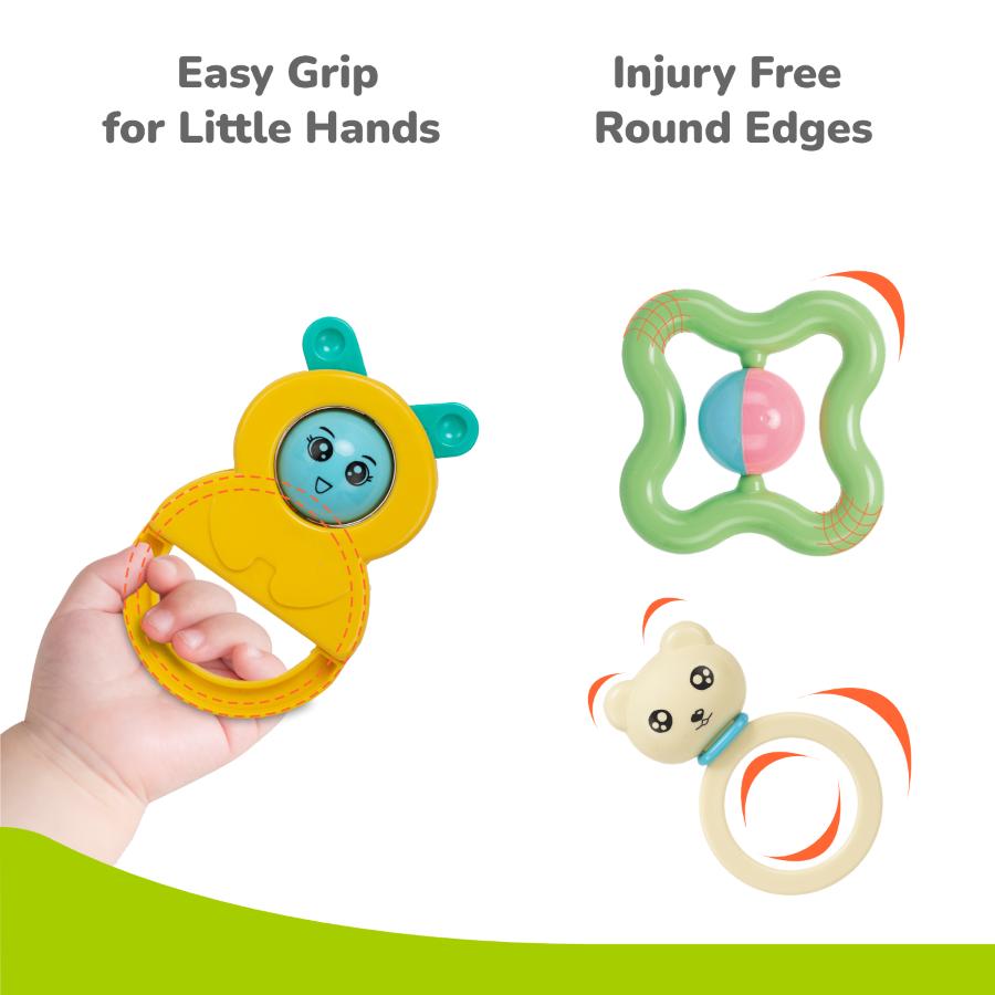 Jingle Java 6 Pack Pack of 6 Baby Rattle Set Jingle Joy (Multi) BPA-Free - R for Rabbit